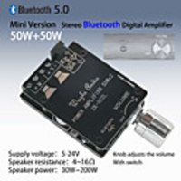 Mini Version 20W30W40W50WX2 Bluetooth 5.0 Digital Power Amplifier Board Knob to Adjust The Volume With Switch 502L