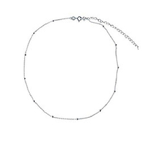 minimalist sterling silver choker necklace thin bead ball necklace (cz silver)