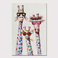 Mintura Hand Painted Giraffe Animals Oil Paintings on Canvas Modern Abstract Wall Picture Pop Art Posters For Home Decoration Ready To Hang With Stretched Frame