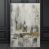 Mintura Handmade Abstract City Landscape Oil Painting On Canvas Wall Art Decoration Modern Picture For Home Decor Rolled Frameless Unstretched Painting miniinthebox