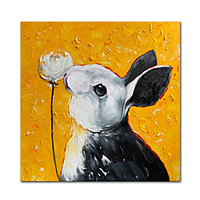 Mintura Handmade Oil Painting On Canvas Wall Art Decoration Modern Abstract Rabbit Animal Picture For Home Decor Rolled Frameless Unstretched Painting miniinthebox