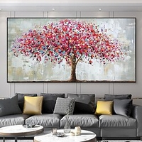 Mintura Handmade Oil Painting On Canvas Wall Art Decoration Modern Abstract Red Tree Picture For Home Decor Rolled Frameless Unstretched Painting miniinthebox