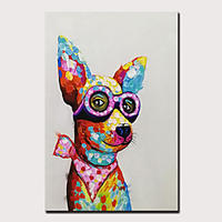 Mintura Original Hand Painted Dog Animal Oil Paintings on Canvas Modern Abstract Wall Picture Pop Art Posters For Home Decoration Ready To Hang With Stretched Frame