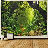 mistry forest tapestry magical nature green tree wall tapestry rainforest landscape tapestry wall hanging bohemian psychedelic tapestry for bedroom living room dorm miniinthebox