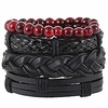 mix 4 bracelets,  handmade adjustable braided wrist cuff bracelets,  skull bracelet,  leather bracelets jewelry gift idea men women
