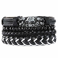 mix 4 wrap bracelets men women,  hemp cords wood beads ethnic tribal bracelets,  leather wristbands (sz801049)