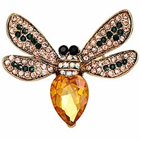 mlouye women bee brooch pins bumble honeybee brooches broaches for girls summer insect blue enamel crystal gold tone miniinthebox