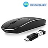 MODAO E68 Rechargeable Metal 2.4G Noiseless Silent Click Wireless Optical Mouse with USB Receiver and USB C Adaptor