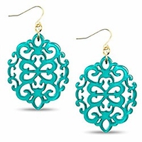 modern damask pattern resin earring (teal)