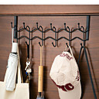 Modern Door Hook Organizer Rack,  Clothes Hanger,  Coat Hook,  Use in Bathroom and Bedroom,  6 Hooks,  Black White - 1pc