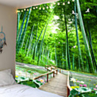 Modern landscape theme the forest scenery of lotus pond tapestries wall hanging hanging cloth background cloth decorative cloth