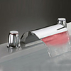 Modern Widespread Waterfall LED Ceramic Valve Two Handles Three Holes Chrome,  Bathroom Sink Faucet