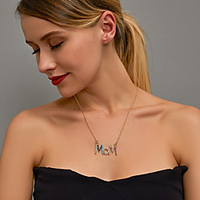 Mom Necklace European And American New Jewelry Creative Diamond-Studded MOM Letter Necklace Simple Color Diamond Clavicle Chain Mother