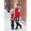 Mommy and Me Active Red Leopard Patchwork 3/4 Length Sleeve Long Long Tee Red