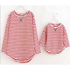 Mommy and Me Active Striped 3/4 Length Sleeve Regular Tee Black miniinthebox