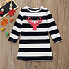 Mommy and Me Basic Striped Animal Print Long Sleeve Regular Above Knee Regular Dress White