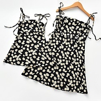 Mommy and Me Black Little Daisy Print Sling Dresses miniinthebox