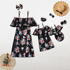 Mommy and Me Black Summer Daily Wear Print Floral Sleeveless Maxi Dress Sundress miniinthebox