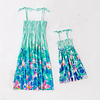 Mommy and Me Blue Summer Boho Casual / Daily Print Floral Sleeveless Knee-length Dresses miniinthebox