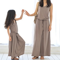 Mommy and Me Brown Casual Tank Dresses miniinthebox