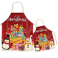 Mommy and Me Christmas Aprons Snowman Christmas pattern Letter Christmas Gifts Print Red Cute Matching Outfits / Fall / Spring / Sweet miniinthebox