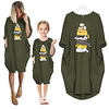 Mommy and Me Dresses Cotton Cartoon Cat Green Pink Dusty Blue Long Sleeve Knee-length Matching Outfits / Fall / Spring / Summer miniinthebox