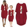 Mommy and Me Dresses Cotton Cartoon Cat Green Pink Dusty Blue Long Sleeve Knee-length Matching Outfits / Fall / Spring / Summer miniinthebox