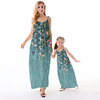 Mommy and Me Dresses Floral Graphic Animal Daily Print Blue Light Green Sky Blue Sleeveless Maxi Strap Dress Casual Matching Outfits miniinthebox