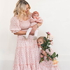 Mommy and Me Dresses Floral Graphic Sports Outdoor Ruched Pink Half Sleeve Midi Casual Matching Outfits / Spring / Summer / Cute / Print miniinthebox