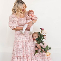 Mommy and Me Dresses Floral Graphic Sports Outdoor Ruched Pink Half Sleeve Midi Casual Matching Outfits / Spring / Summer / Cute / Print miniinthebox