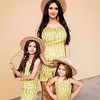 Mommy and Me Dresses Floral Graphic Sports Outdoor Ruched Yellow Sleeveless Above Knee Casual Matching Outfits / Spring / Summer / Cute / Print miniinthebox