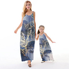 Mommy and Me Dresses Floral Graphic Tie Dye Daily Print Blue White Ink Blue Sleeveless Maxi Strap Dress 3D Print Casual Matching Outfits / Summer miniinthebox