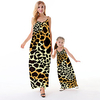 Mommy and Me Dresses Graphic Color Block Leopard Daily Print Green Gray Yellow Sleeveless Maxi Strap Dress Casual Matching Outfits miniinthebox