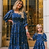 Mommy and Me Dresses Graphic Star Sports Outdoor Ruched Blue Half Sleeve Midi Casual Matching Outfits / Spring / Summer / Cute / Print miniinthebox