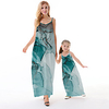 Mommy and Me Dresses Graphic Tie Dye Daily Print Light Green Sleeveless Maxi Strap Dress 3D Print Casual Matching Outfits / Summer miniinthebox