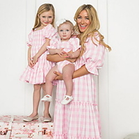 Mommy and Me Dresses Plaid Graphic Sports Outdoor Ruched Pink Half Sleeve Midi Casual Matching Outfits / Spring / Summer / Cute miniinthebox