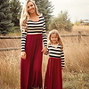 Mommy and Me Dresses Striped Graphic Color Block Sports Outdoor Patchwork Wine Long Sleeve Maxi Active Matching Outfits / Fall / Spring / Casual / Print miniinthebox