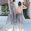 Mommy and Me Gray Summer Casual / Daily Backless Solid Colored Sleeveless Midi Dresses miniinthebox