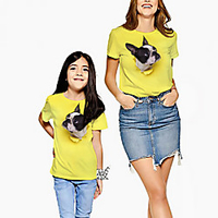 Mommy and Me Kids Family Matching Outfits Tee Cat Animal Short Sleeve Print Yellow Summer Active miniinthebox