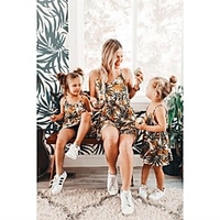 Mommy and Me Leaf Print Tank Midi Dresses miniinthebox