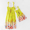 Mommy and Me Light Yellow Red Summer Boho Casual / Daily Print Floral Sleeveless Knee-length Dresses miniinthebox