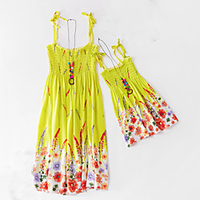Mommy and Me Light Yellow Red Summer Boho Casual / Daily Print Floral Sleeveless Knee-length Dresses miniinthebox