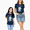 Mommy and Me Navy Blue Summer Active Print Unicorn Unicorn Animal Short Sleeve Family Sets miniinthebox