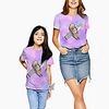 Mommy and Me Purple Summer Active Print Cat Animal Short Sleeve Family Sets miniinthebox