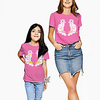 Mommy and Me Purple Yellow Blushing Pink Summer Active Print Dog Animal Short Sleeve Family Sets miniinthebox