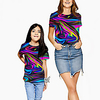 Mommy and Me Rainbow Summer Active Print Abstract Short Sleeve Family Sets miniinthebox