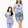 Mommy and Me Rainbow Summer Active Print Cat Animal Short Sleeve Family Sets miniinthebox