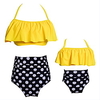Mommy and Me Red Yellow Blushing Pink Spring Summer Active Holiday Print Tropical Leaf Polka Dot Plant Sleeveless Swimwear miniinthebox