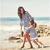 Mommy and Me Striped Lace Decor Round Neck Dresses miniinthebox