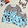 Mommy and Me Tops Cotton Graphic Tie Dye Leopard Sports Patchwork Light Blue Long Sleeve Active Matching Outfits / Fall / Winter / Casual / Print miniinthebox